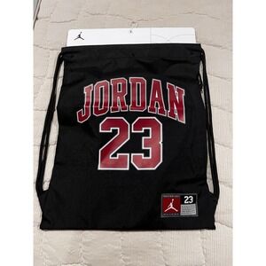 Nike Air Jordan Gym Sack Bag Drawstring Black Backpack 23 Jersey Black Red Bulls